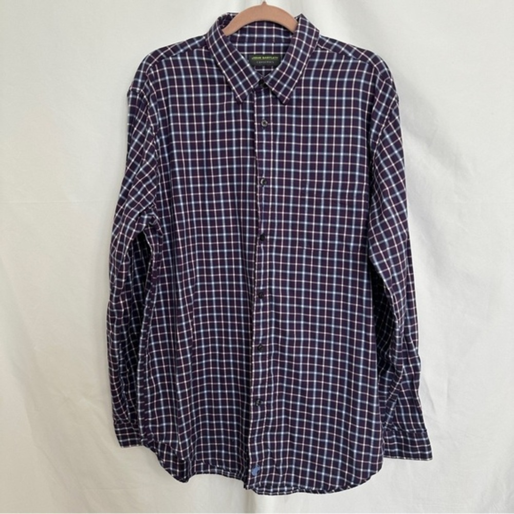 John Bartlett Consensus Shirt Men’s XL Plaid Button‎ Up Long Sleeve Shirt Purple